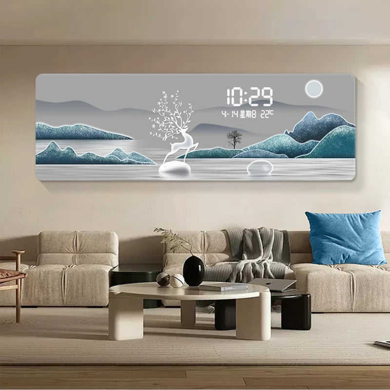 Mountains Silent Battery Digital Wall Clock