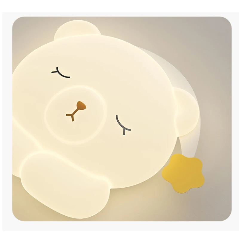 Bear Sleeping in Moon Cap Ceiling Light for Kids Room