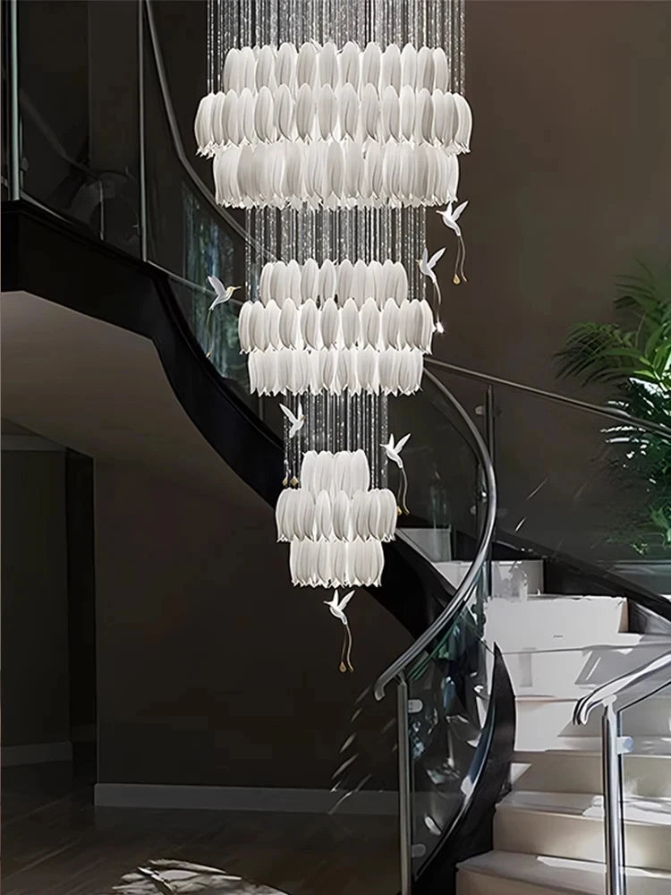 Lampadario in ceramica a spirale a tulipano