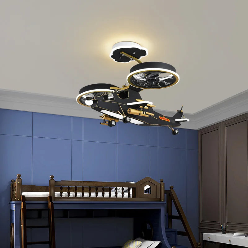 Fighter Combat Helicopter Ceiling Light for Kids Room