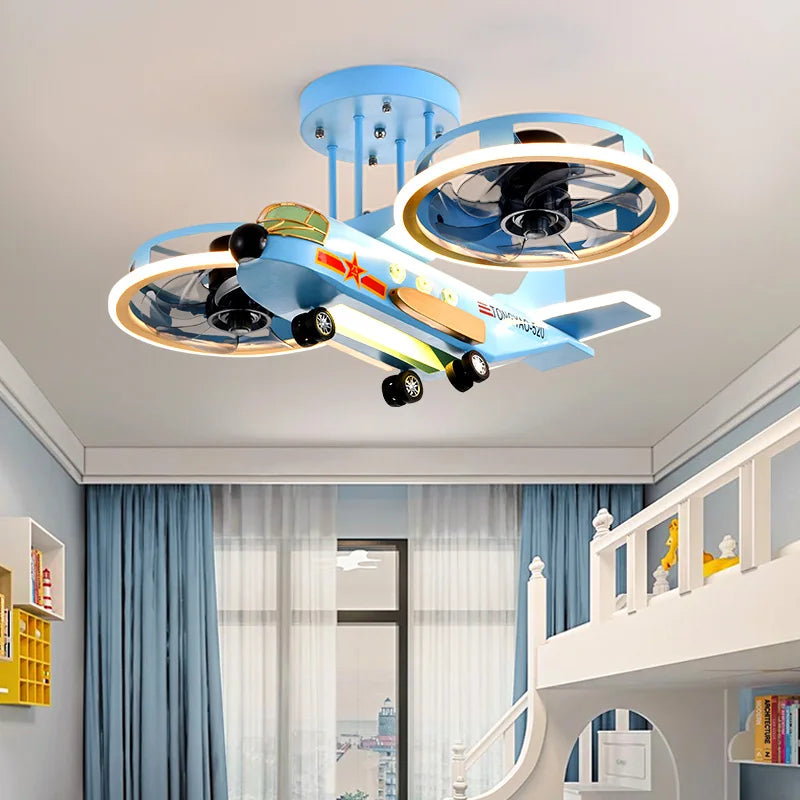 Lampe d'avion avec deux ventilateurs pour chambre d'enfant