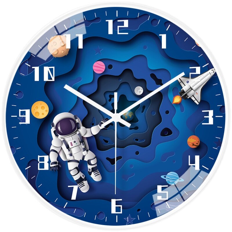 Kids Room Astronaut Space Wall Clock