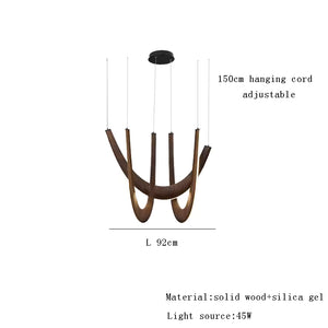 Lampadario a cerchi in legno di quercia massello - Bellezza artigianale