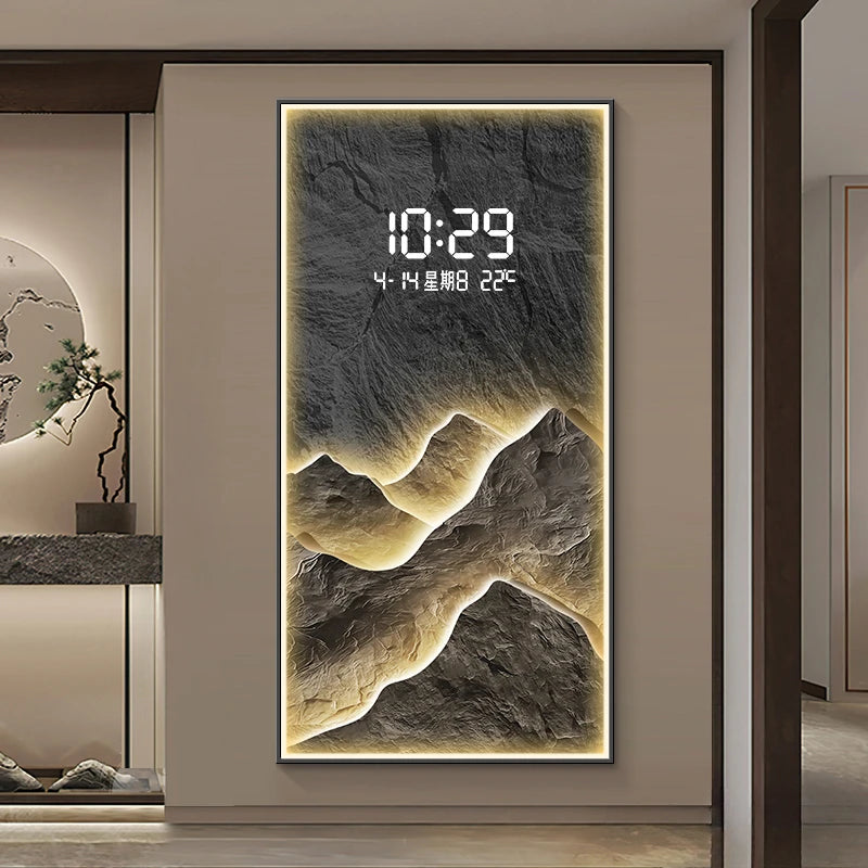 Digital Mountain Scenary Wall Clock