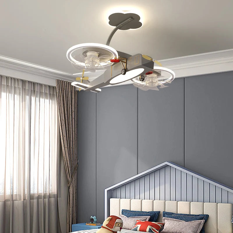 Airplane Fan Light for Kids Bedroom