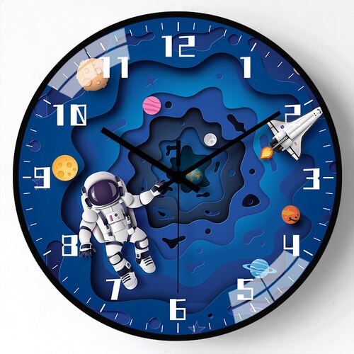 Kids Room Astronaut Space Wall Clock