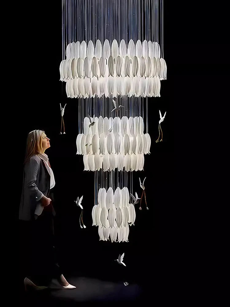 Tulip Spiral Ceramic Chandelier Lighting