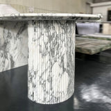 Luxury White Polished Finish Marble Dining Table Set