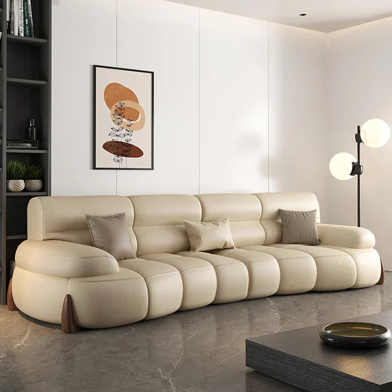 Luxury Cow Hide Leather Sectional Sofa Set - GraffitiWallArt