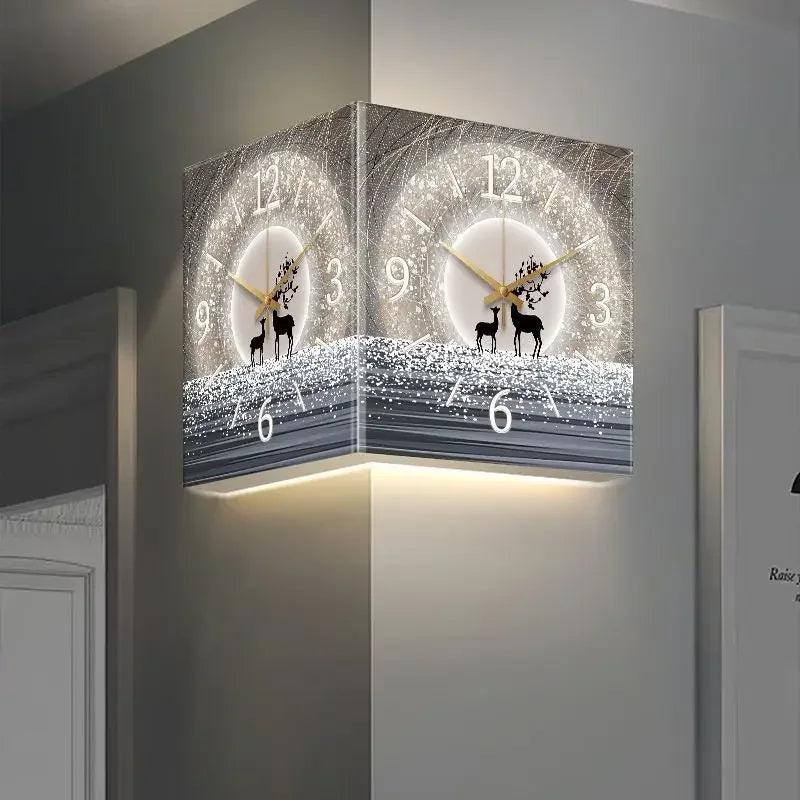 Horloge murale d'angle double face minimaliste