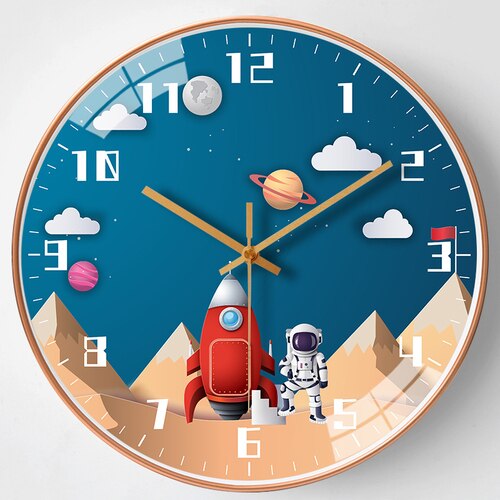 Kids Room Astronaut Space Wall Clock