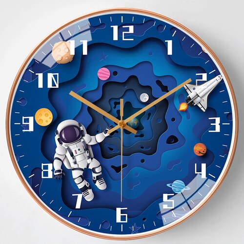 Kids Room Astronaut Space Wall Clock