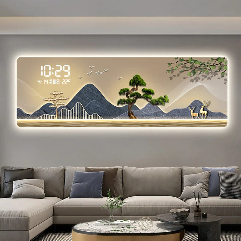 Mountains Silent Battery Digital Wall Clock