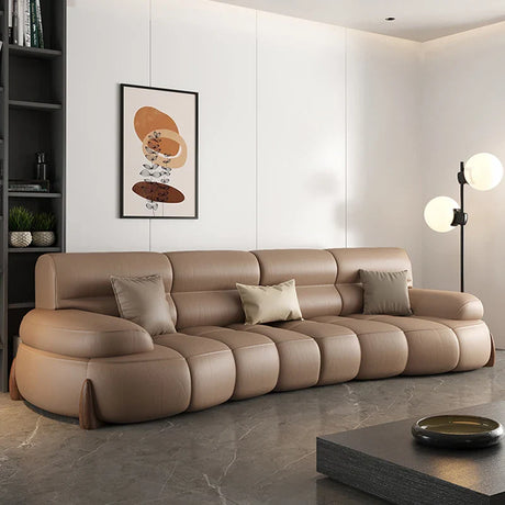 Luxury Cow Hide Leather Sectional Sofa Set - GraffitiWallArt