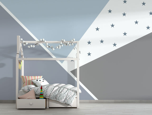 Abstract Blue Stars - Kids Nursery Wallpaper Mural-ChandeliersDecor