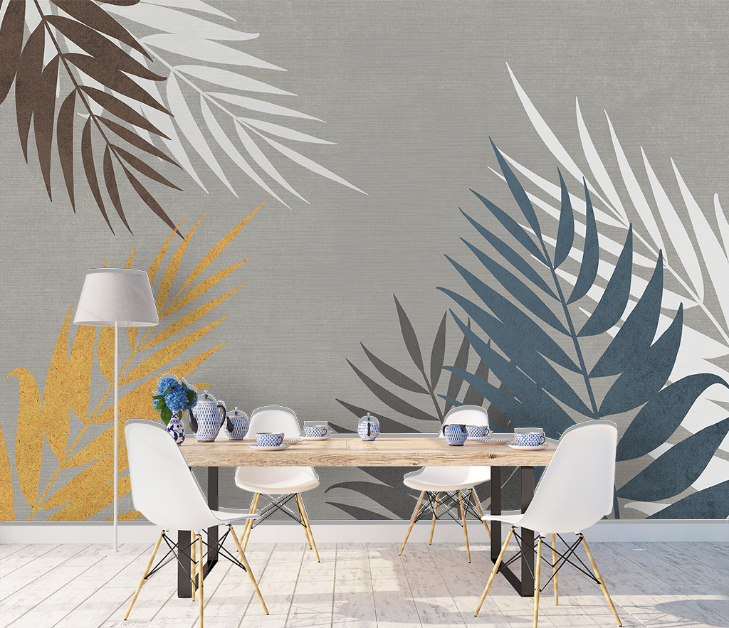 Abstract Leaves Wallpaper Murals: Transform Your Space-ChandeliersDecor