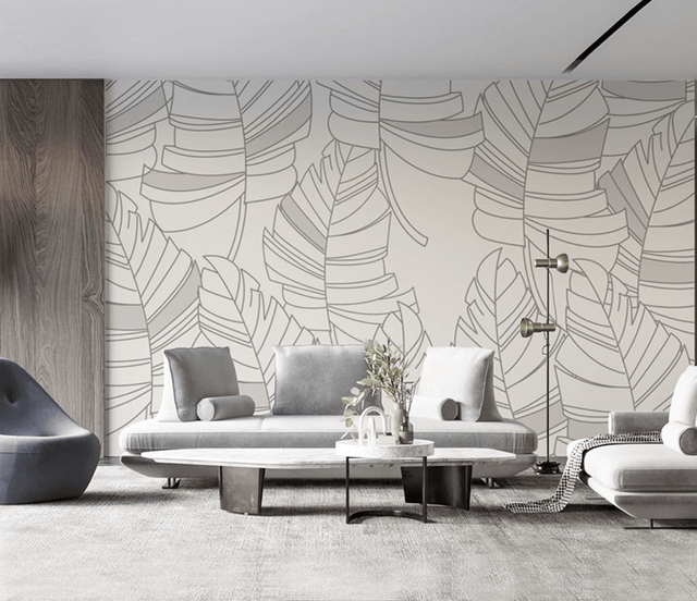 Abstract Lines Design - Leaves Wallpaper Murals-ChandeliersDecor.com