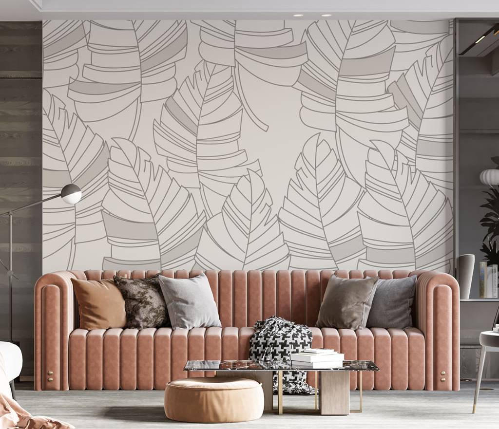 Abstract Lines Design - Leaves Wallpaper Murals-ChandeliersDecor