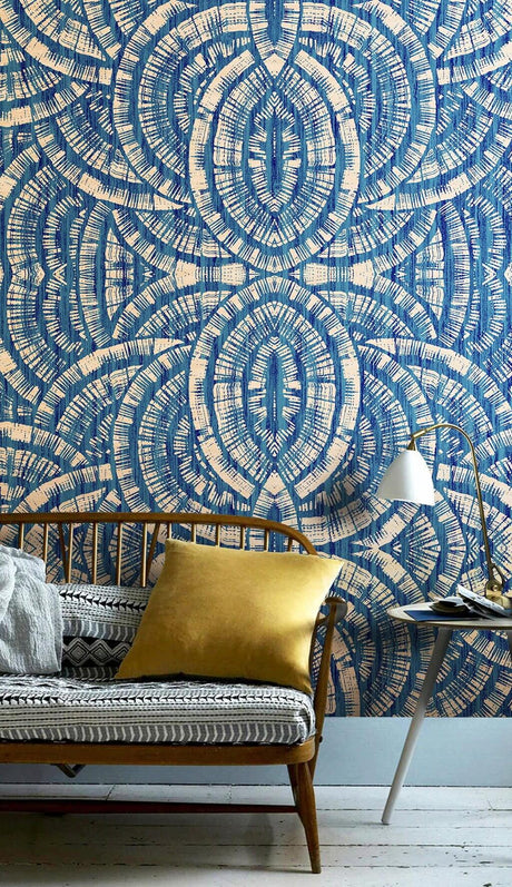 Abstract Patterns of Blue Bohemian Wallpaper Mural-ChandeliersDecor.com
