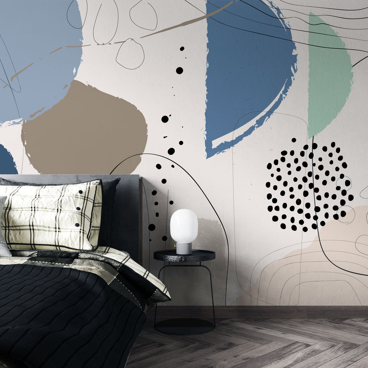 Abstract Shape Spheres - Living Room Wallpaper-ChandeliersDecor