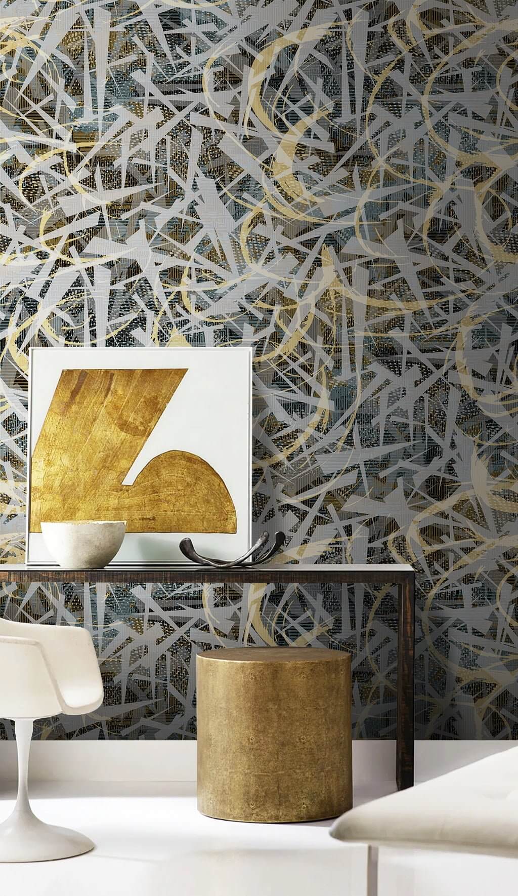 Abstract Yellow Textures Wallpaper Mural-ChandeliersDecor.com