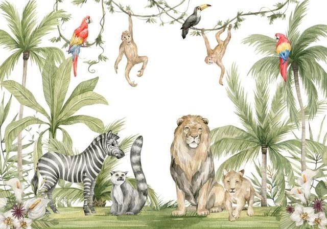 Active Jungle Buddies Wallpaper: Vibrant Décor for Kids-ChandeliersDecor