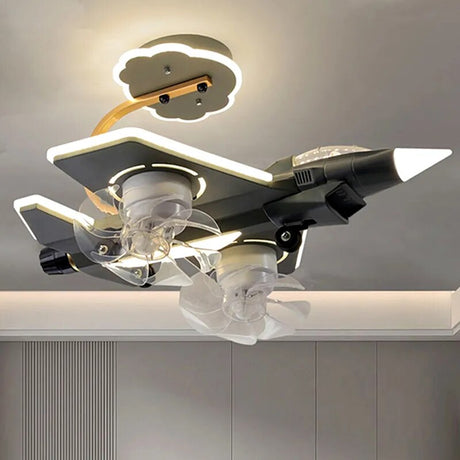 Airplane Ceiling Light with Fan for Kids Room-ChandeliersDecor