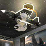 Airplane Ceiling Light with Fan for Kids Room-ChandeliersDecor