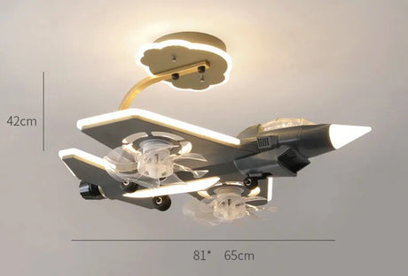 Airplane Ceiling Light with Fan for Kids Room-ChandeliersDecor