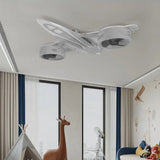 Airplane Ceiling Light with Fan for Kids Room - Light Grey-ChandeliersDecor