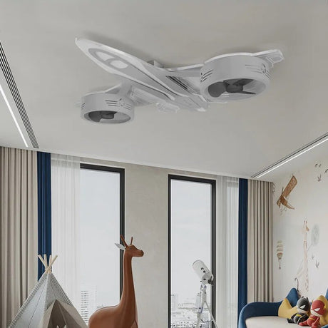 Airplane Ceiling Light with Fan for Kids Room - Light Grey-ChandeliersDecor