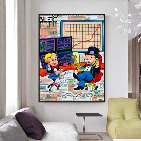 Alec Monopoly and Richie Rich in Forex Trading Crypto Canvas Print