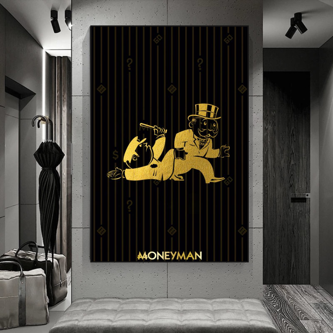 Alec Monopoly Art: Gold Money Man Millionaire Canvas Print-ChandeliersDecor