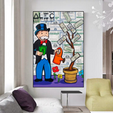 Alec Monopoly Art: Money Grows Graffiti Canvas Print