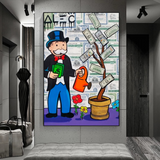 Alec Monopoly Art: Money Grows Graffiti Canvas Print-ChandeliersDecor