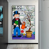 Alec Monopoly Art: Money Grows Graffiti Canvas Print-ChandeliersDecor