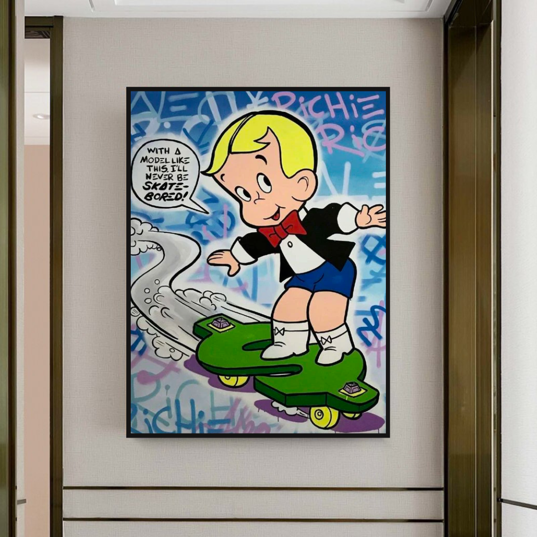 Alec Monopoly Art: Richie Rich Money Skating-ChandeliersDecor