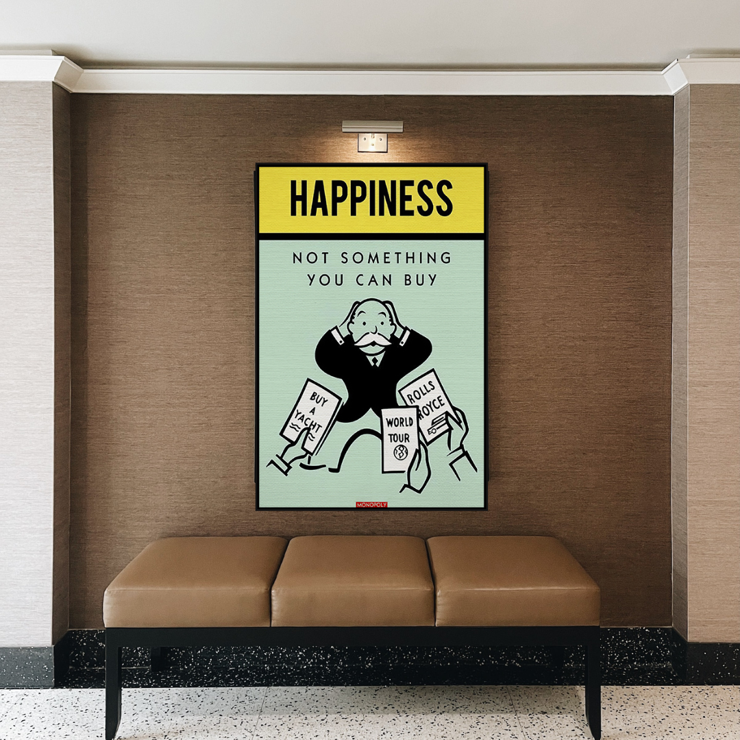 Alec Monopoly Cant Buy Happiness Play Card Canvas Wall Art-ChandeliersDecor