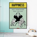 Alec Monopoly Cant Buy Happiness Play Card Canvas Wall Art-ChandeliersDecor