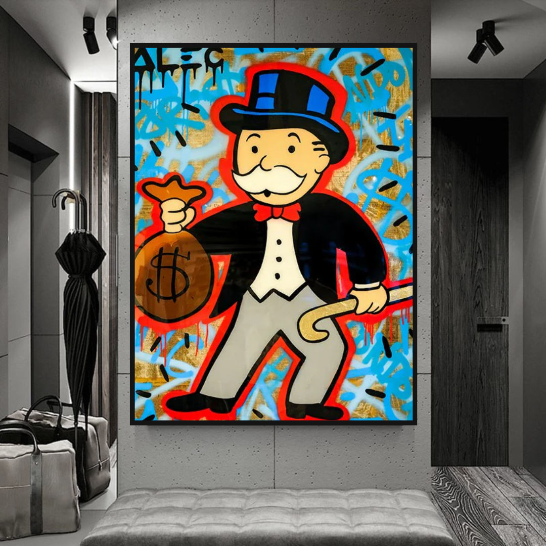 Alec Monopoly Canvas Wall Art - Money Bag-ChandeliersDecor