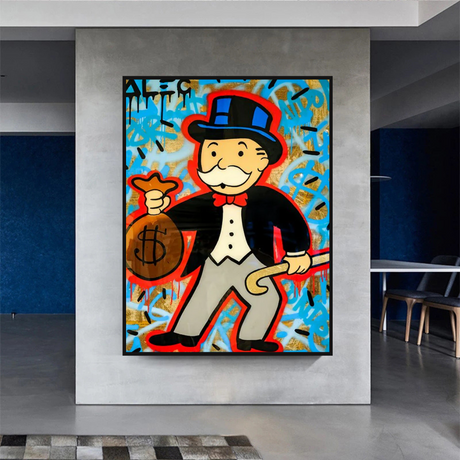 Alec Monopoly Canvas Wall Art - Money Bag-ChandeliersDecor