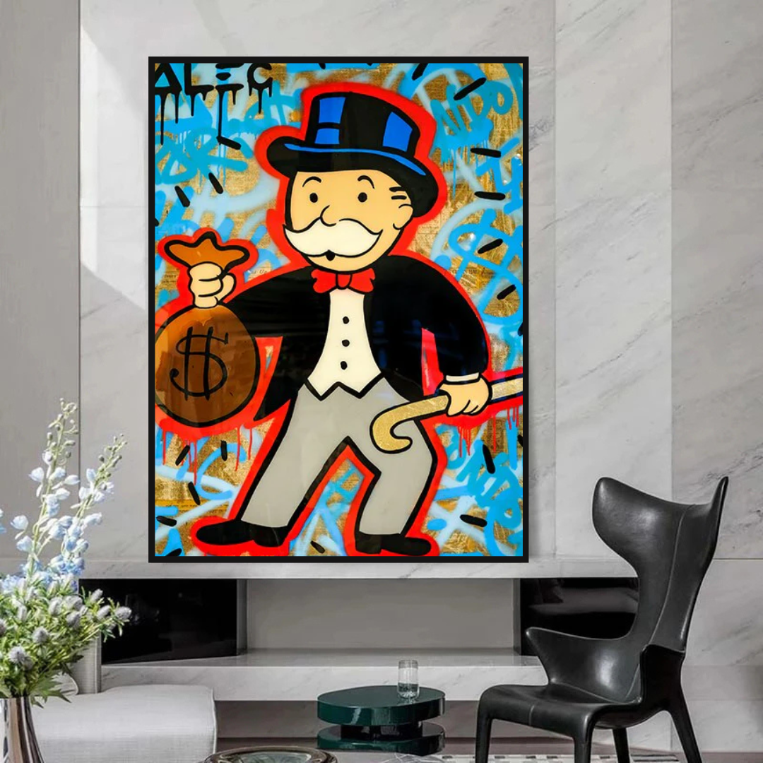 Alec Monopoly Canvas Wall Art - Money Bag-ChandeliersDecor