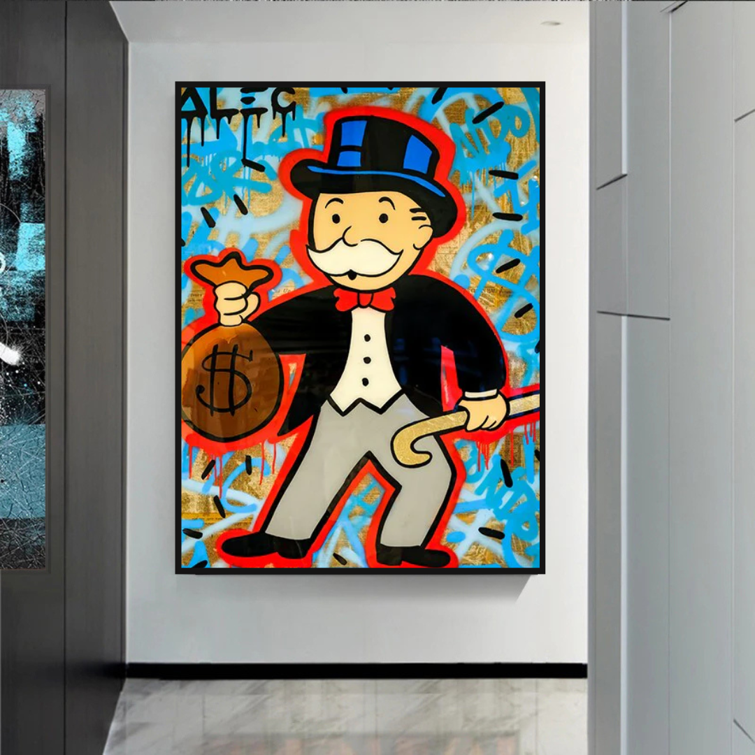 Alec Monopoly Canvas Wall Art - Money Bag-ChandeliersDecor