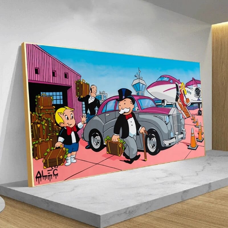 Alec Monopoly Canvas Wall Art: Richie at Airport-ChandeliersDecor
