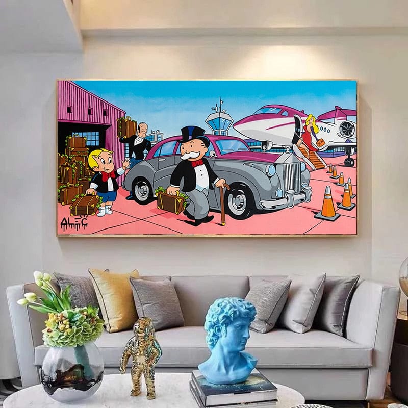 Alec Monopoly Canvas Wall Art: Richie at Airport-ChandeliersDecor