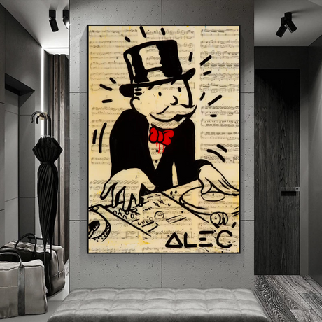 Alec Monopoly DJ Icon Art Canvas Print - Money Man Series-ChandeliersDecor