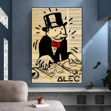 Alec Monopoly DJ Icon Art Canvas Print - Money Man Series-ChandeliersDecor