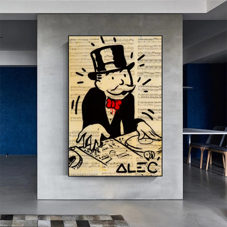 Alec Monopoly DJ Icon Art Canvas Print - Money Man Series-ChandeliersDecor