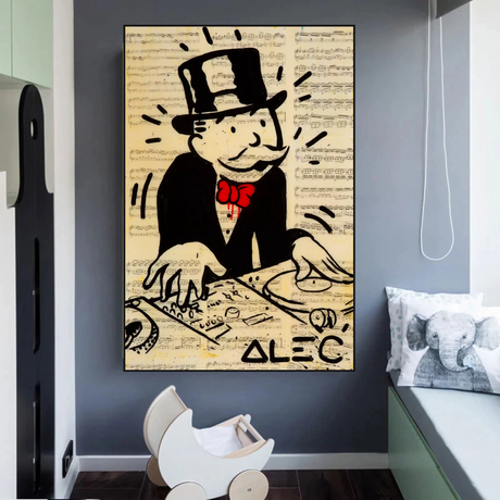 Alec Monopoly DJ Icon Art Canvas Print - Money Man Series-ChandeliersDecor