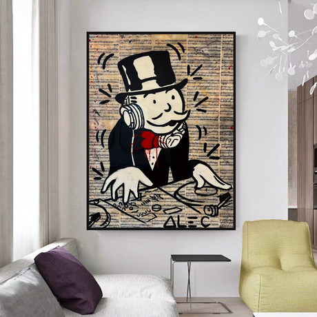 Alec Monopoly DJ Money Man Canvas Print - Limited Edition.